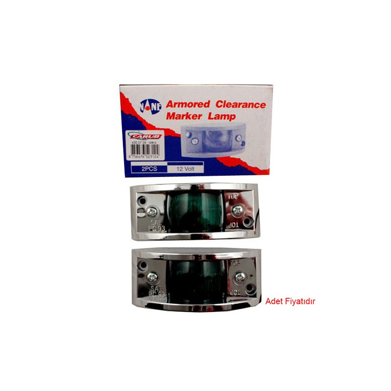 YAN SİNYAL LAMBASI NANE 1238 OVAL OYUK KROMAJLI YEŞİL TAİWAN 4300705 C