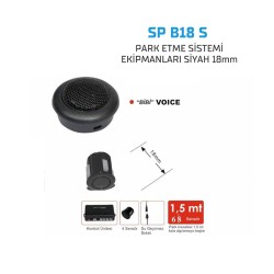 PARK SENSÖRÜ BUZZERLİ 4 GÖZLÜ SİYAH 18MM SP B18 SP-B18-S SENTİNEL