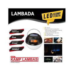 KAMP FENERİ GÜNEŞ ENERJİLİ 4W ŞARZLI 3 FONKSİYONLU ÇAKARLI BEYAZ LAMBA