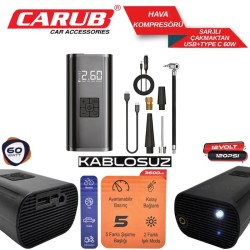 KOMPRESÖR TAŞINABİLİR ŞARJLI+ÇAKMAKLIK POWERBANK USB+TYPE-C SOKET 60W