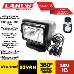 PROJEKTÖR SEYİR UZAKTAN KUMANDALI 12V H3 AMPÜLLÜ SİYAH 4504018 CARUB