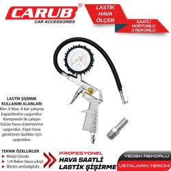 LASTİK HAVA ÖLÇME ÖLÇER TABANCA HORTUMLU SAATLİ 2 REKORLU 2450321 CARU