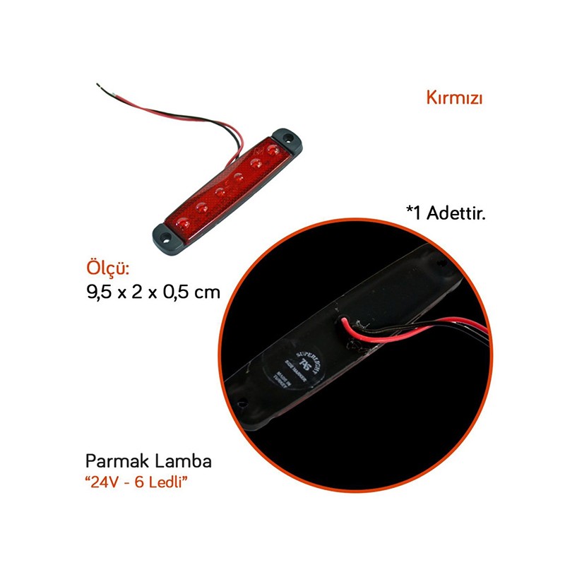 LED LAMBA PARMAK 6 LED KIRMIZI 24V TAS 004K-24 TAS004K-24 TAS