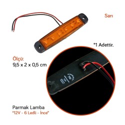 LED LAMBA PARMAK 6 LED SARI 12V TAS 004S-12 TAS004S-12 TAS