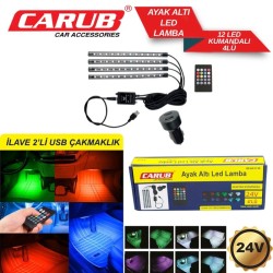 ELASTİK LED AYAK ALTI UZ. KUMANDALI SESE DUYARLI. 7 RENK 24V 12 LED 4PRÇ 4283709 CARUB