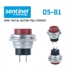 ANAHTAR METAL BUTON MİNİ FİŞLİ KIRMIZI (YUMUŞAK TUŞ) ÇAP-20MM 05-B1 SENTİNEL