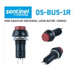 ANAHTAR ÜNİVERSAL YUVARLAK UZUN BUTON TİP KALICI KIRMIZI TUŞ ÇAP-18MM U-30MM 05-BU5-1R SENTİNEL