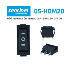 ANAHTAR ÜNİVERSAL DİKDÖRTGEN DAR IŞIKSIZ 3LÜ ON-OFF-ON 30X15X23MM 05-KDM20 SENTİNEL