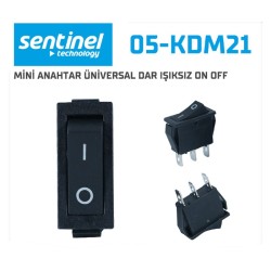 ANAHTAR ÜNİVERSAL DİKDÖRTGEN DAR IŞIKSIZ 2Lİ ON-OFF 30X15X23MM 05-KDM21 SENTİNEL