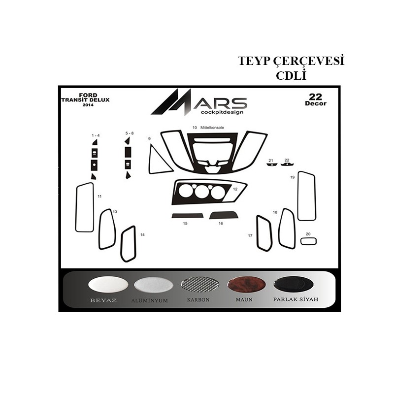 MAUN KAPLAMA FORD TRANSİT 14-19 MAUN TEYP ÇERÇEVESİ CDLİ 37050-1 MERİÇ
