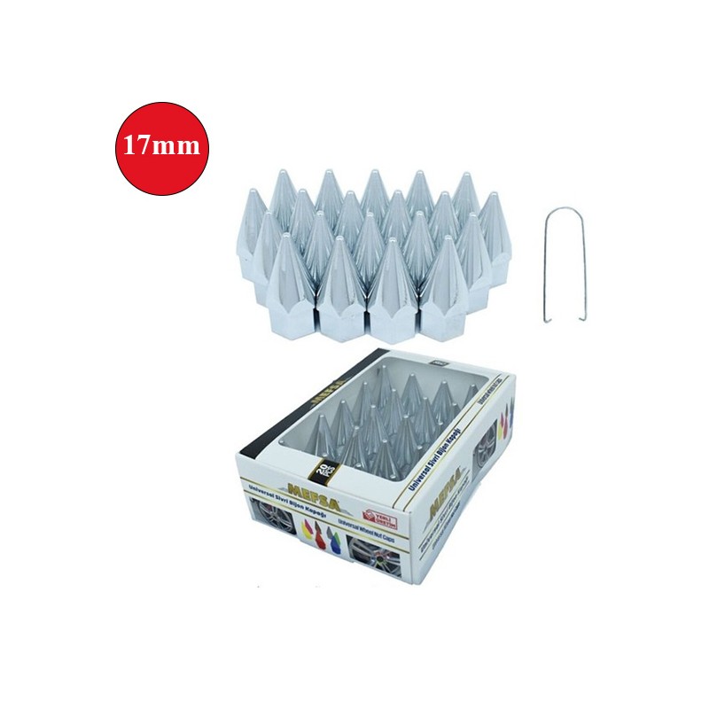 BİJON KAPAĞI SİVRİ 17MM KROM 20Lİ SET 203-007-026 MEFSA