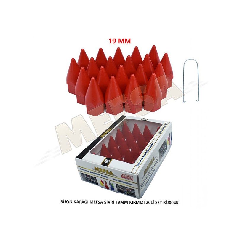 BİJON KAPAĞI SİVRİ 19MM KIRMIZI 20Lİ SET 203-007-047 MEFSA