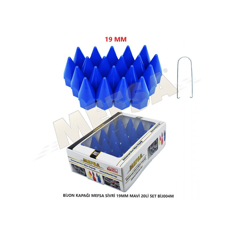 BİJON KAPAĞI SİVRİ 19MM MAVİ 20Lİ SET 203-007-041 MEFSA