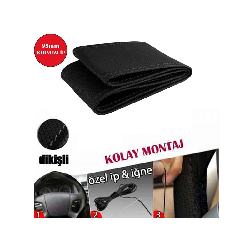 DİREKSİYON KILIFI DİKME 38CM DÜZ DESEN KIRMIZI DİKİŞLİ 95MM KLÇ KLCDDK