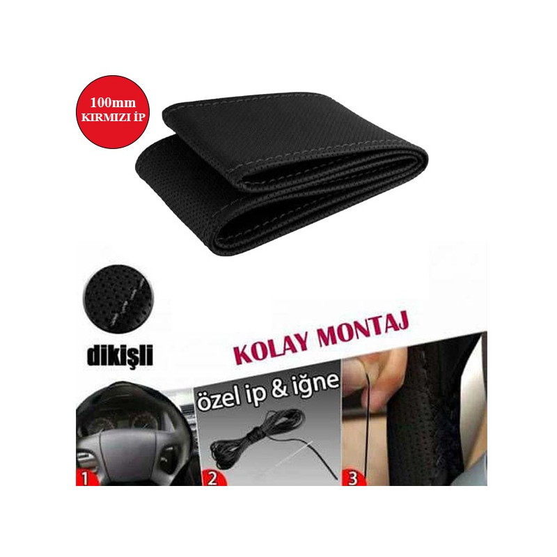 DİREKSİYON KILIFI DİKME 38CM DÜZ DESEN KIRMIZI DİKİŞLİ 100MM KLÇ KLCDD