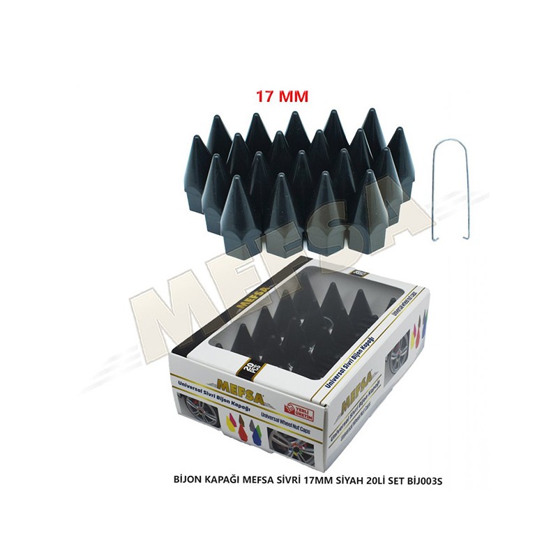 BİJON KAPAĞI SİVRİ 17MM SİYAH 20Lİ SET 203-007-027 MEFSA