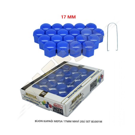 BİJON KAPAĞI DÜZ 17MM MAVİ 20Lİ SET 203-007-008 MEFSA