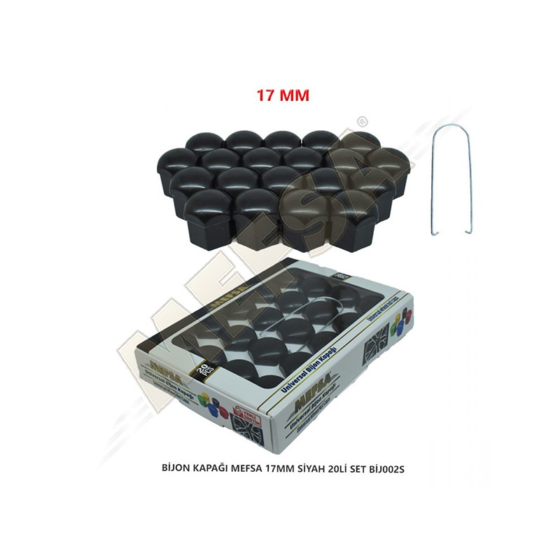 BİJON KAPAĞI DÜZ 17MM SİYAH 20Lİ SET 203-007-005 MEFSA