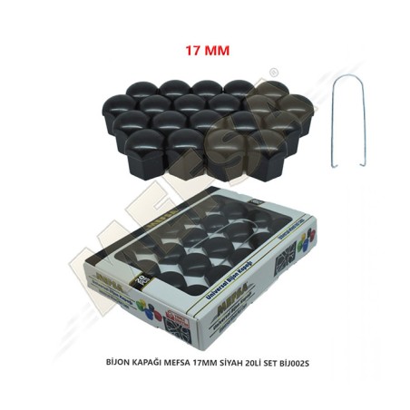 BİJON KAPAĞI DÜZ 17MM SİYAH 20Lİ SET 203-007-005 MEFSA