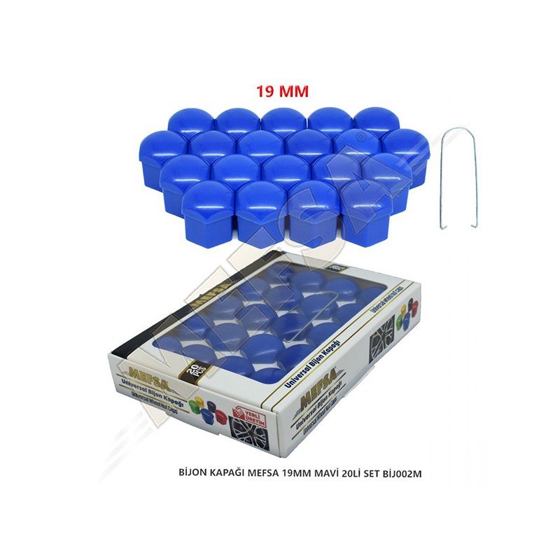 BİJON KAPAĞI DÜZ 19MM MAVİ 20Lİ SET 203-007-019 MEFSA