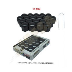 BİJON KAPAĞI DÜZ 19MM SİYAH 20Lİ SET 203-007-016 MEFSA