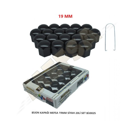 BİJON KAPAĞI DÜZ 19MM SİYAH 20Lİ SET 203-007-016 MEFSA