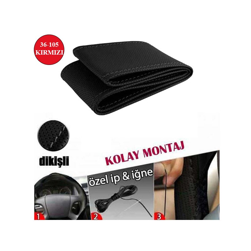 DİREKSİYON KILIFI DİKME 36CM DÜZ DESEN KIRMIZI DİKİŞLİ 105MM KLÇ KLCDD