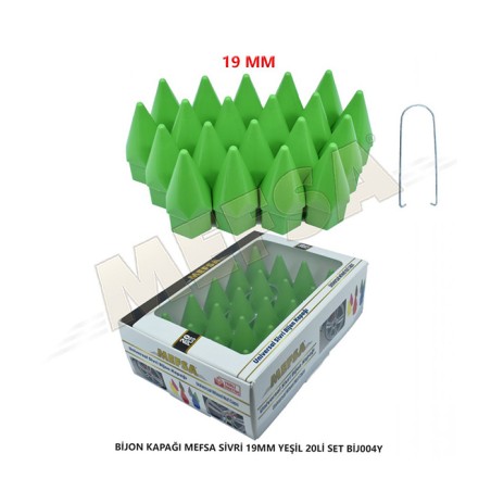 BİJON KAPAĞI SİVRİ 19MM YEŞİL 20Lİ SET 203-007-043 MEFSA