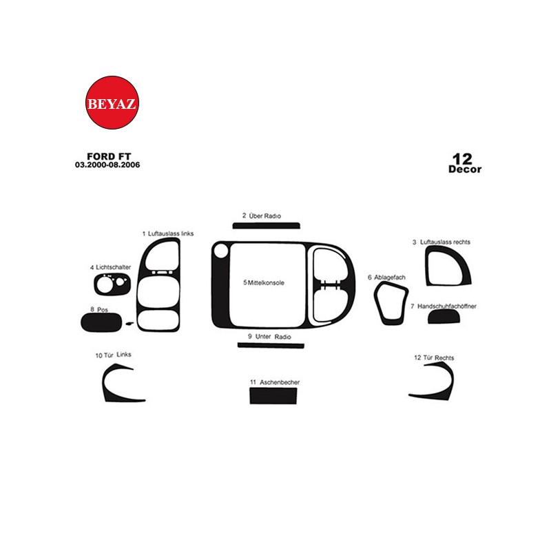 MAUN KAPLAMA FORD TRANSİT 00-06 BEYAZ 15PRÇ 34999-1 MERİÇ