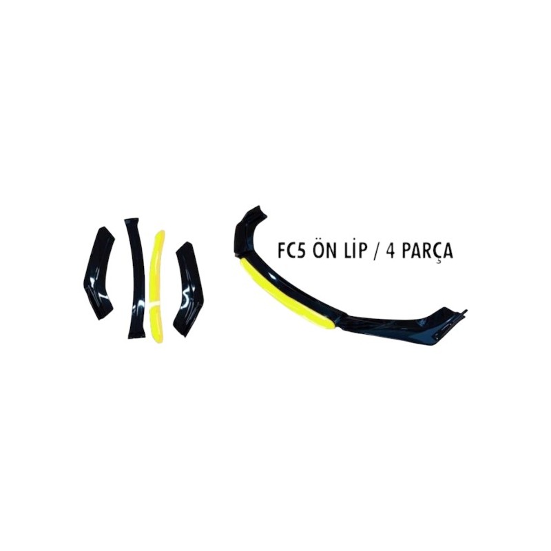LİP ÜNİVERSAL 4 PARÇA FC5 CİVİC MODEL PARLAK SİYAH EK SARI FC5L-S YERL