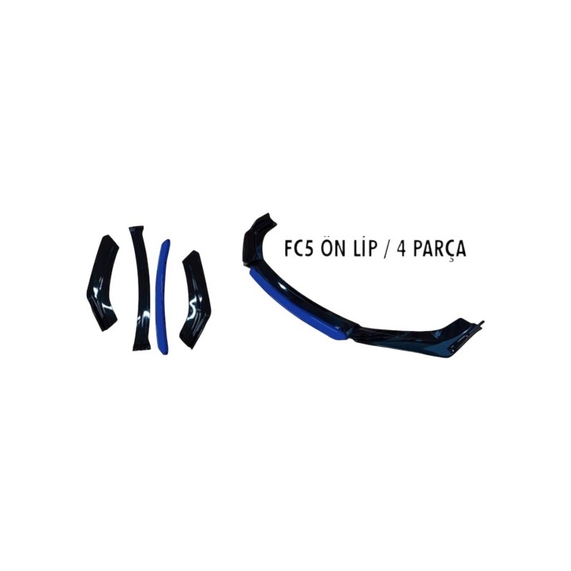 LİP ÜNİVERSAL 4 PARÇA FC5 CİVİC MODEL PARLAK SİYAH EK MAVİ FC5L-M YERL