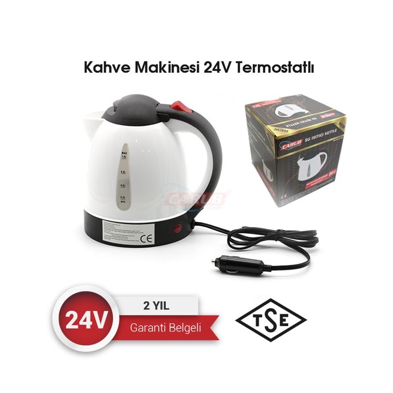 KAHVE MAKİNESİ KETTLE MODEL EV TİP TERMOSTATLI 24V 1 LT 2910106 CARUB