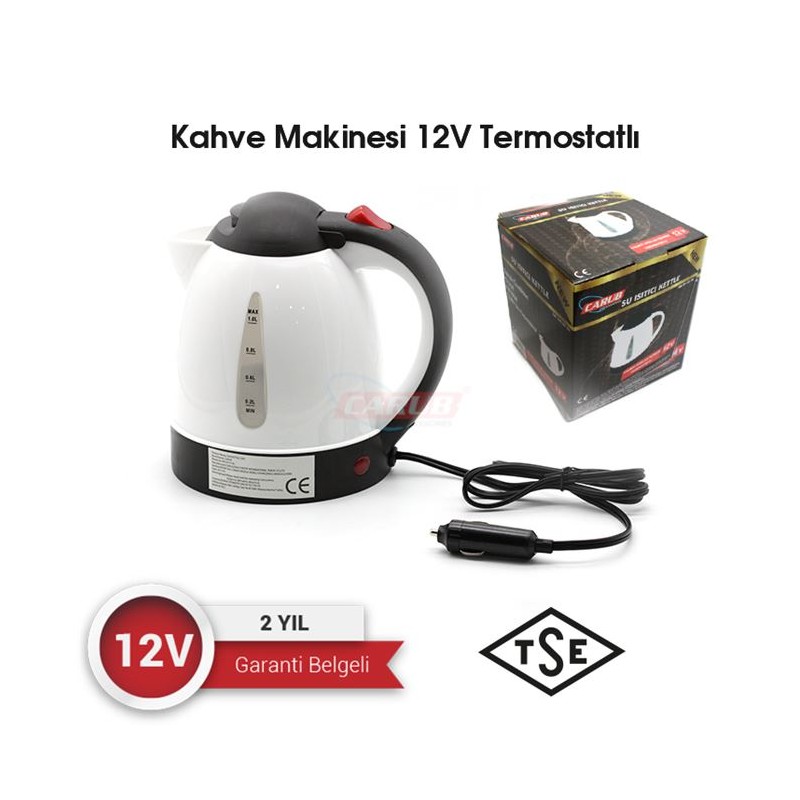 KAHVE MAKİNESİ KETTLE MODEL EV TİP TERMOSTATLI 12V 1 LT 2910105 CARUB