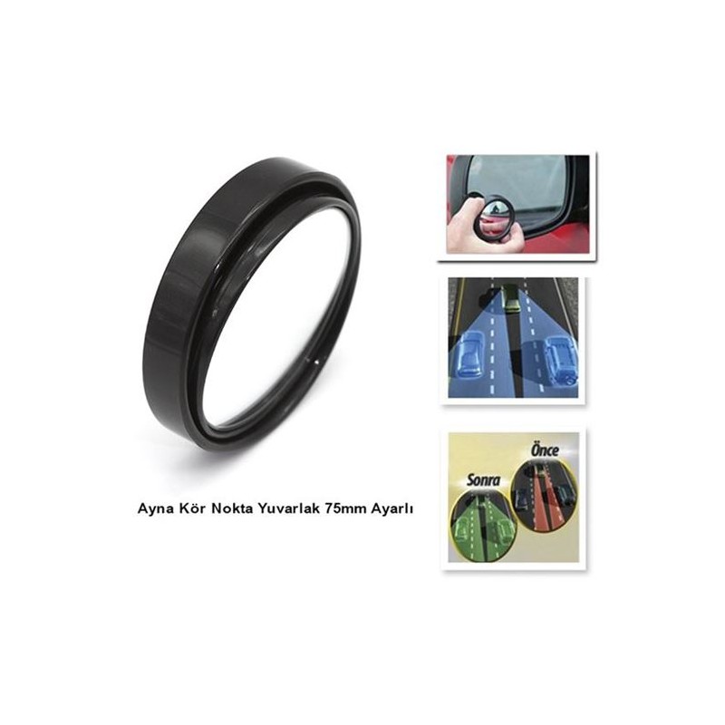AYNA KÖR NOKTA YAPIŞTIRMA YUVARLAK 75MM AYARLI SİYAH 0221233 CARUB