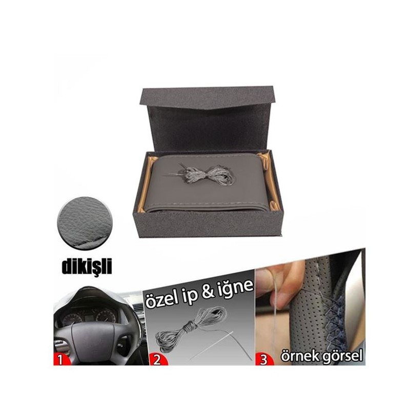 DİREKSİYON KILIFI 38CM LÜX GRİ KIRMIZI DİKİŞLİ 0404008 CARUB