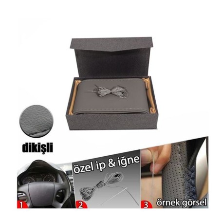 DİREKSİYON KILIFI 38CM LÜX GRİ KIRMIZI DİKİŞLİ 0404008 CARUB