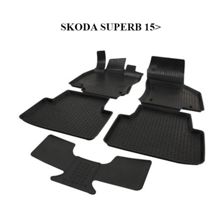 PASPAS 4D KAUÇUK ORJİNAL MODEL SKODA SUPERB 2015 SONRASI SİYAH 9151-00