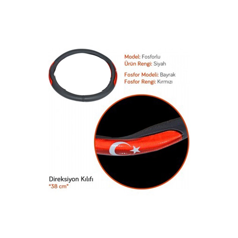 DİREKSİYON KILIFI FOSFORLU 38 CM TÜRK BAYRAKLI 0403046 KGN