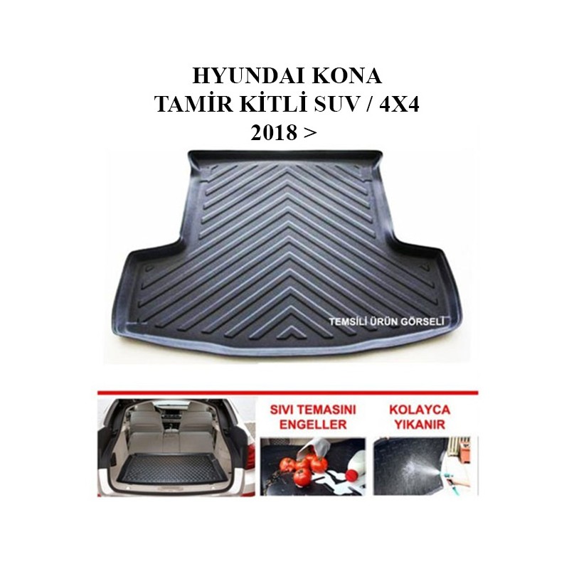 BAGAJ HAVUZU HYUNDAI KONA TAMİR KİTLİ SUV / 4X4 SİYAH 2018 SONRASI BH3