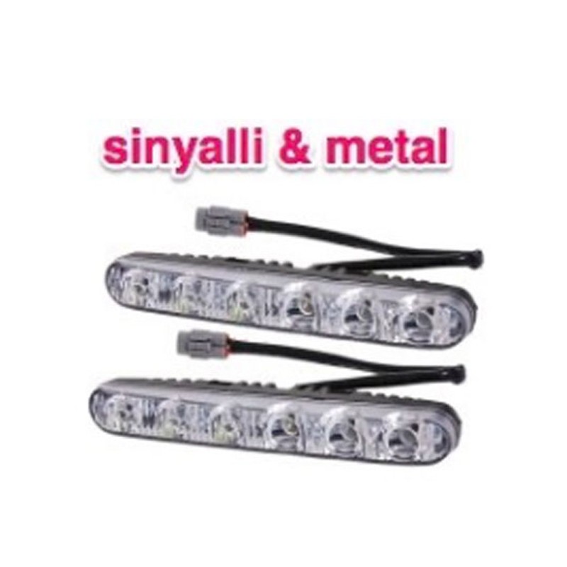 GÜNDÜZ LEDİ FARI DİKDÖRTGEN 6 LEDLİ METAL SİNYALLİ 165X20X35MM 0806016