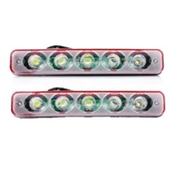 GÜNDÜZ LEDİ FARI DİKDÖRTGEN 5 LEDLİ METAL MERCEKLİ 193X30X45MM 0806008