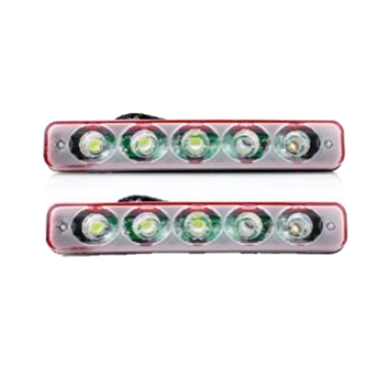GÜNDÜZ LEDİ FARI DİKDÖRTGEN 5 LEDLİ METAL MERCEKLİ 193X30X45MM 0806008