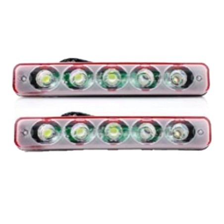 GÜNDÜZ LEDİ FARI DİKDÖRTGEN 5 LEDLİ METAL MERCEKLİ 193X30X45MM 0806008