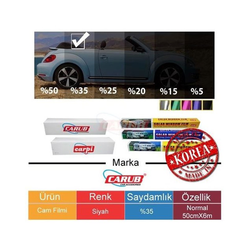 CAM FİLMİ ÇİZİLMEZ L.BLACK %35 CARUB 50CMX6M 1208053 CARUB