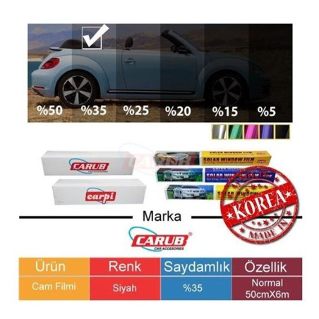 CAM FİLMİ ÇİZİLMEZ L.BLACK %35 CARUB 50CMX6M 1208053 CARUB