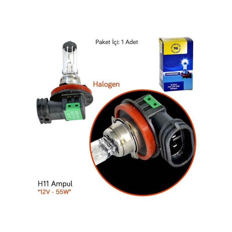 AMPÜL FAR HALOGEN 12V H11 55W SUPERLIGHT SL33 SL3313 SUPERLIGHT
