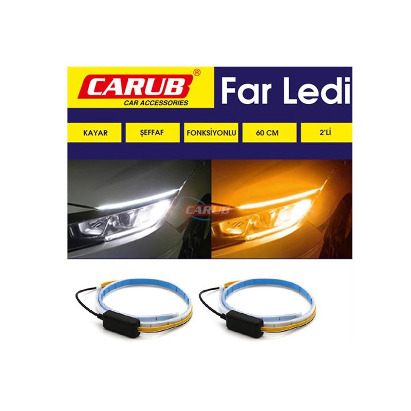 GÜNDÜZ LEDİ FARI FAR ÜSTÜ SİNYALLİ KAYAR SARI-BEYAZ 2X60CM 4327267 CAR