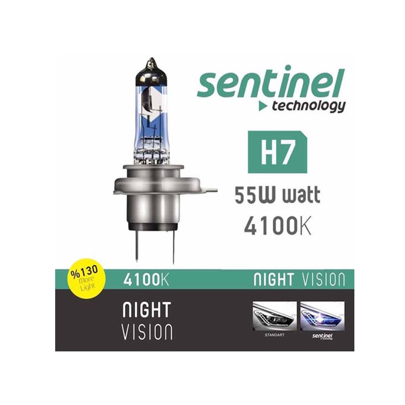 AMPÜL FAR BEYAZ IŞIK 12V H7 %130 FAZLA SENTİNEL NV H7 NV-H7 SENTİNEL