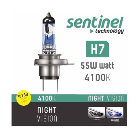 AMPÜL FAR BEYAZ IŞIK 12V H7 %130 FAZLA SENTİNEL NV H7 NV-H7 SENTİNEL