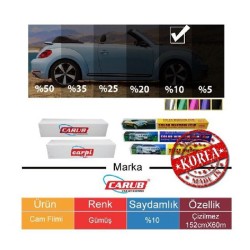 CAM FİLMİ ÇİZİLMEZ AYNALI SİLVER %10 152CMX60M CARUB 1219601 CARUB